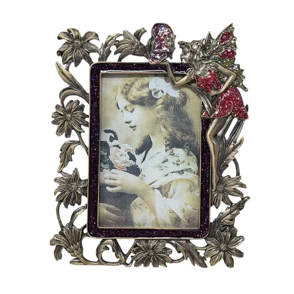Fairy Glitter Photo Frame 3.5x5 Pink Purple Butterfly Floral Picture Frame